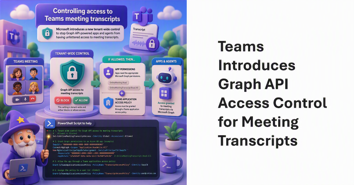 Graph API controls for Teams meeting transcripts.