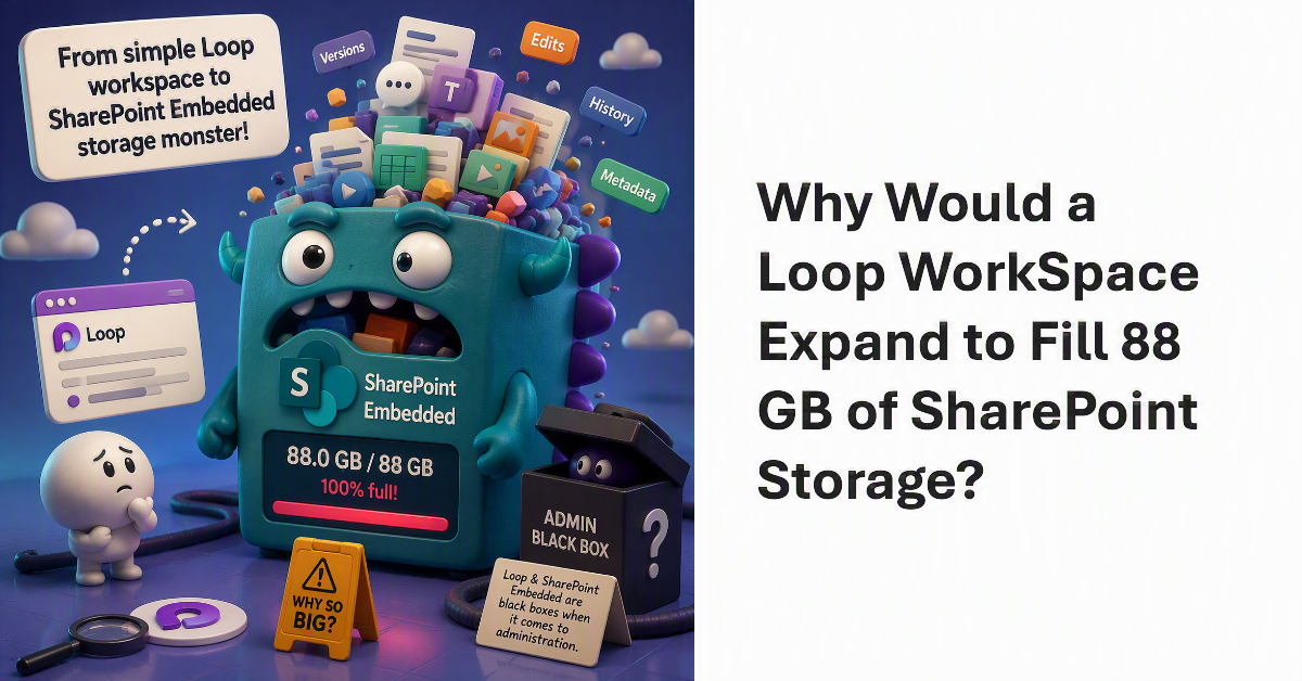 Loop workspace expands to fill 88 GB SharePoint Embedded Container.