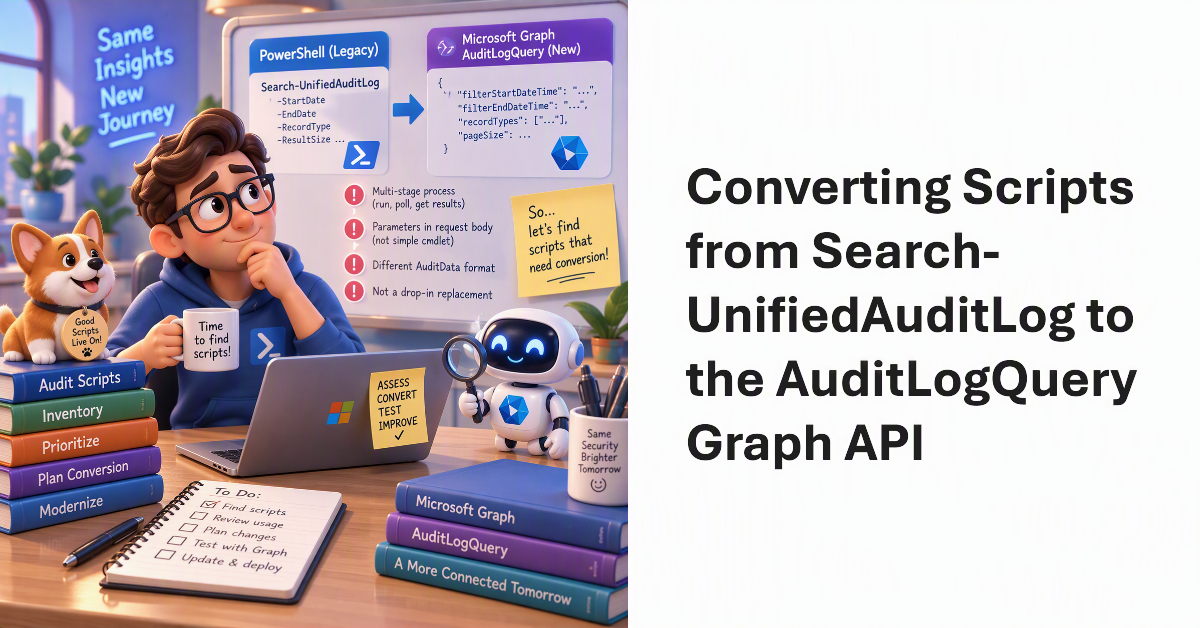 Converting scripts to use the AuditLogQuery Graph API.